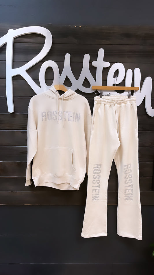 Cream diamond set with flare pants