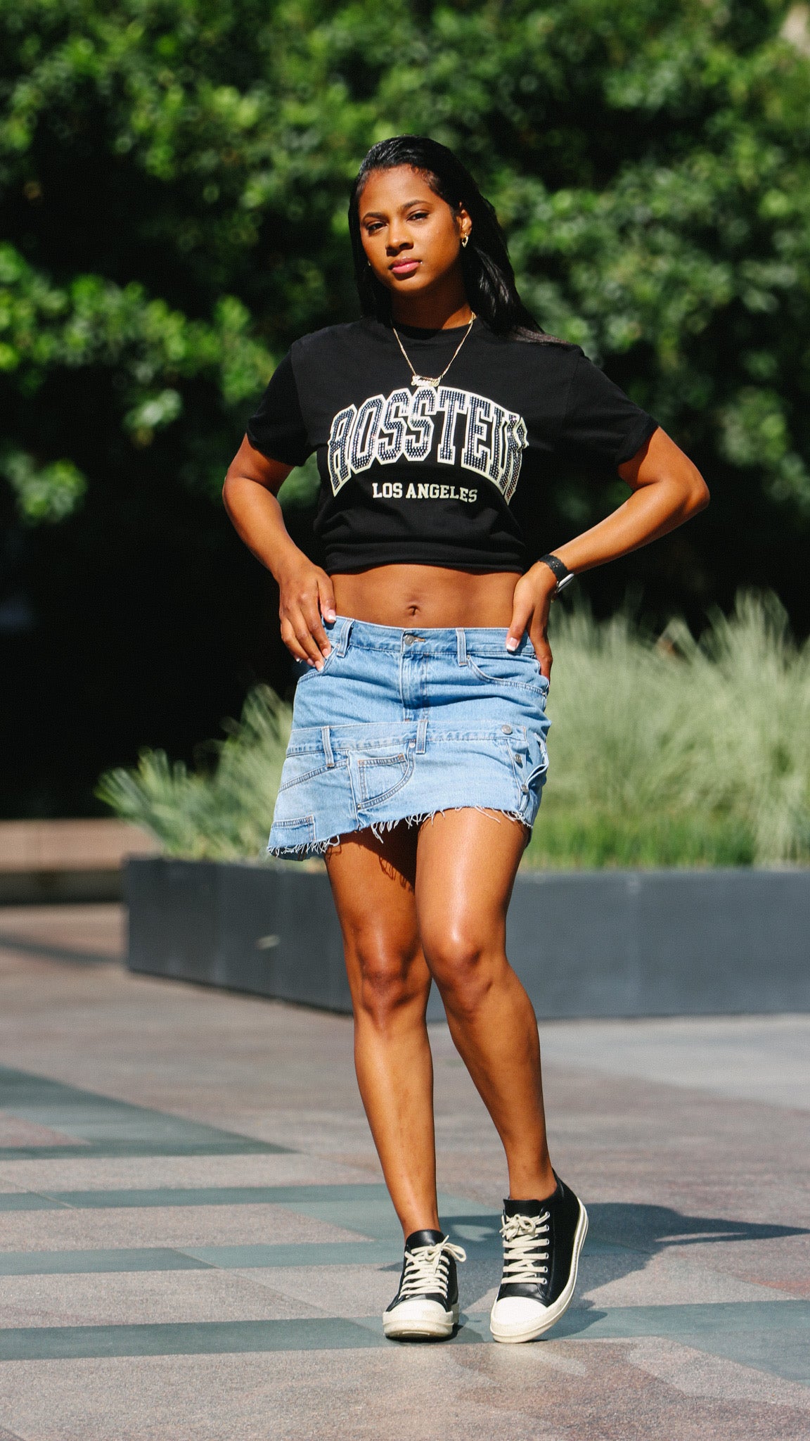 Black studded tee