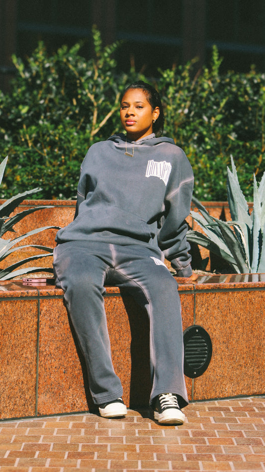 Acid trim smoke grey hoodie