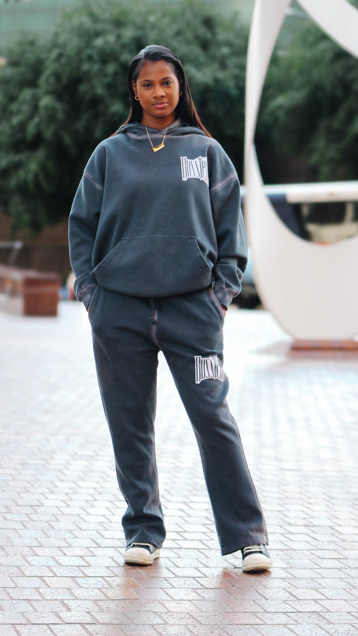 Acid trim smoke grey pants